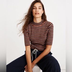 Madewell Dalston Mockneck Sweater in Stripe Medium